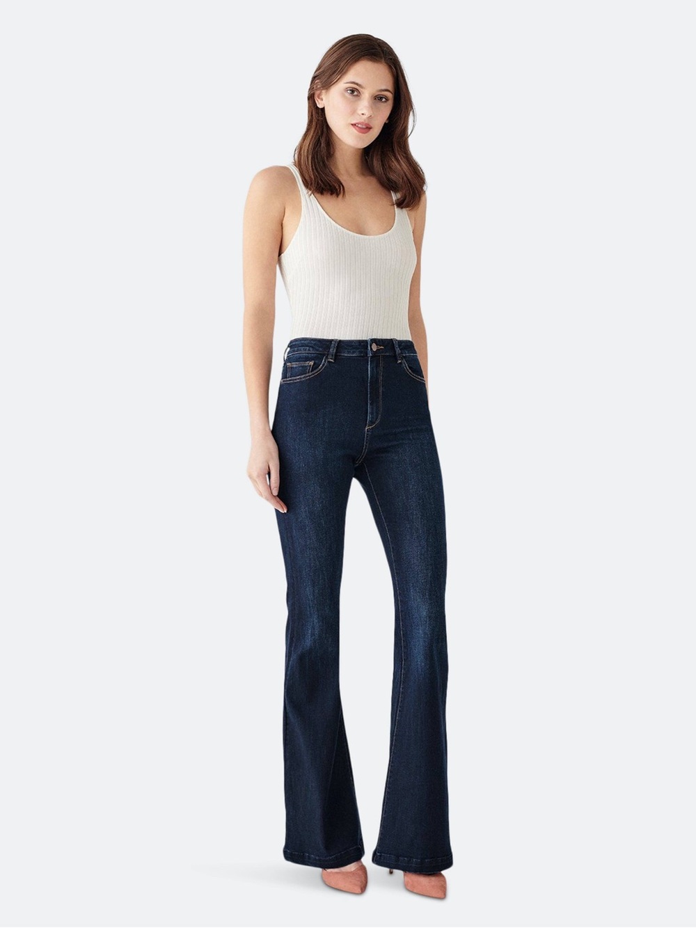 DL1961 Dark Indigo High-Rise Flare Jeans